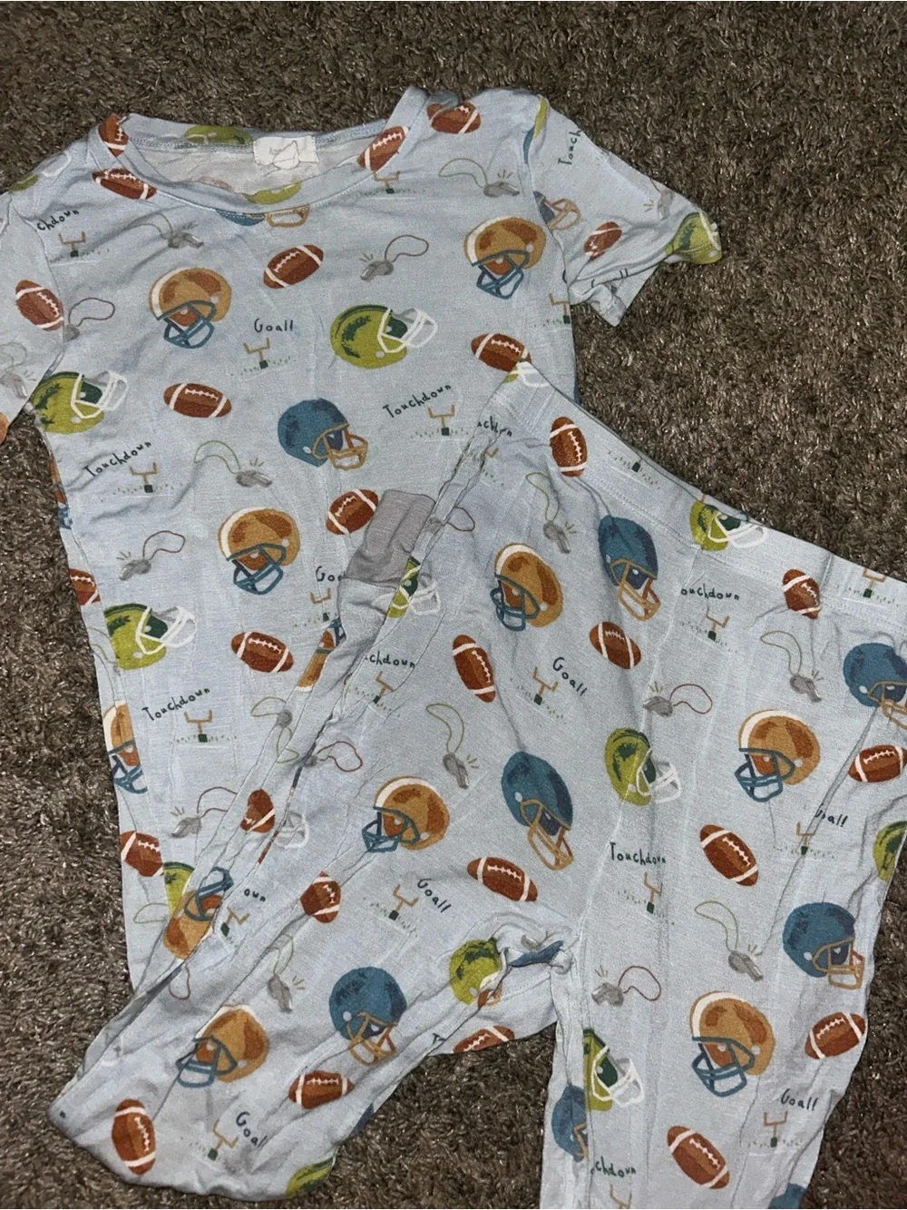 Kids Football Helmet Pajama Set - Light Blue